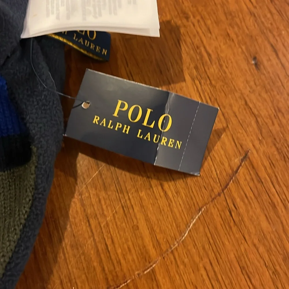 Polo Ralph Lauren Trek Ski Winter Tassel Hat Cap new blue green Mens One Size